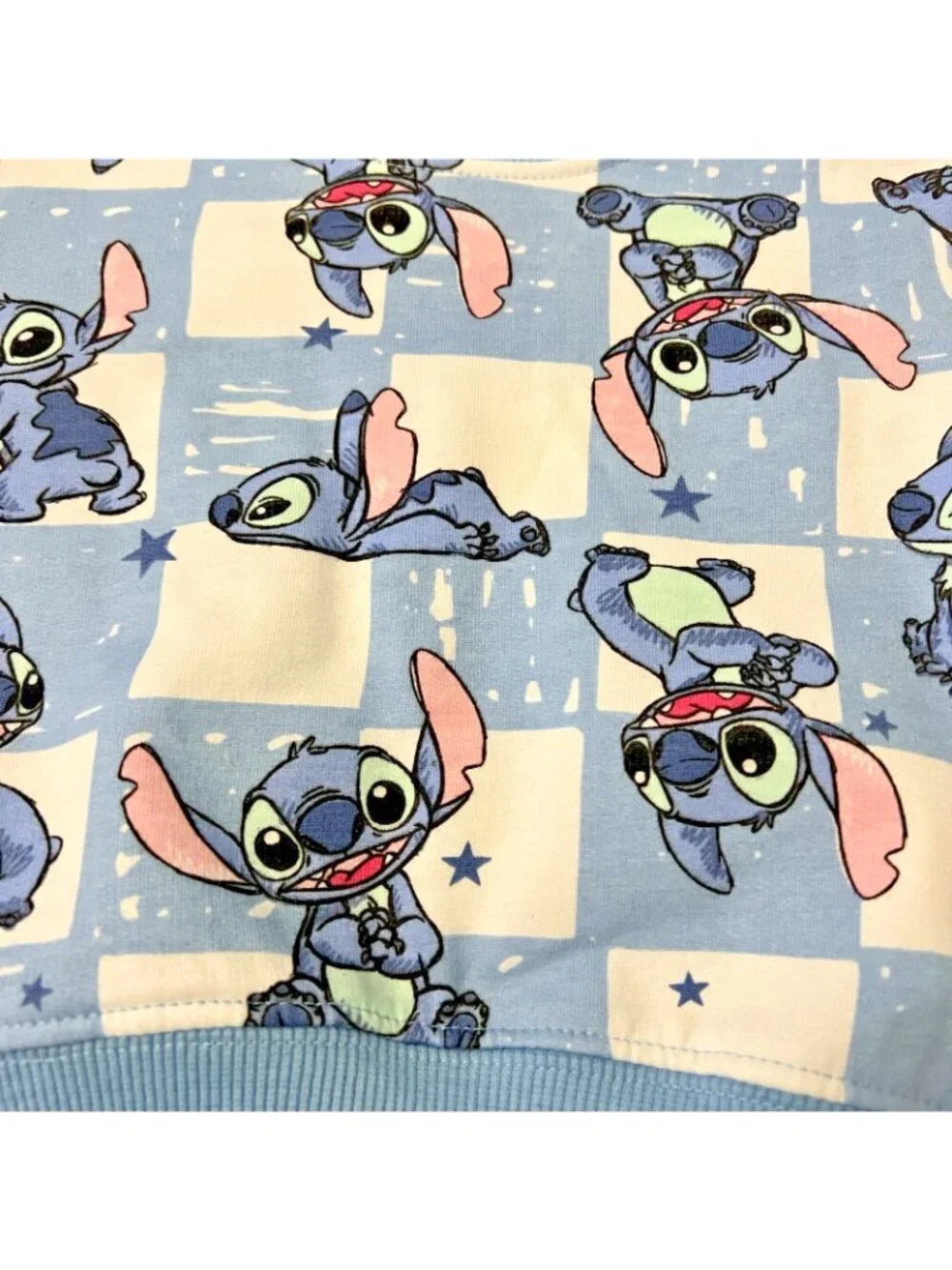 Disney Stitch Toddler Checkered Sweat Suit Blue White Unisez Sz 6/9M NWT